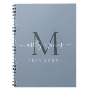 Frau Monogram Names Year Dusty Blue Notizblock