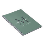 Frau Monogram Names Year Dusty Green Notizblock (Rechte Seite)