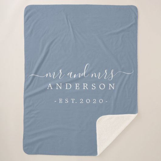 Frau Monogram Year Vintag Blue Sherpadecke (Vorderseite)