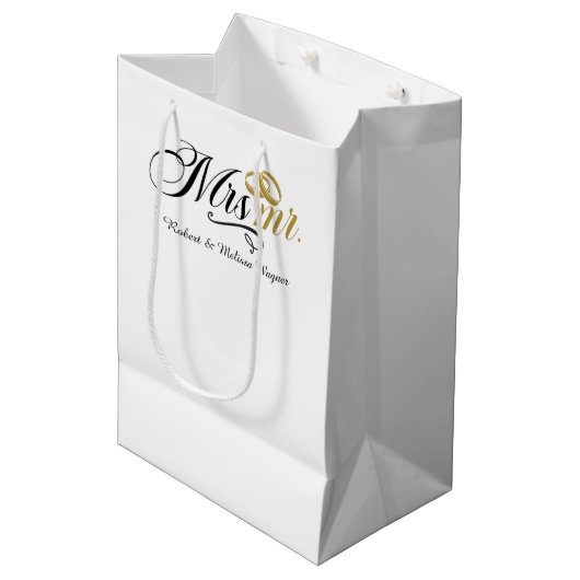 Frau Mr. Customizable Wedding Mittlere Geschenktüte (Vorderseite Schrägansicht)