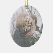 Frau & Mrs. Newlywed Verheiratet Foto Keramik Ornament (Rechts)