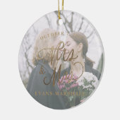 Frau & Mrs. Newlywed Verheiratet Foto Keramik Ornament (Links)