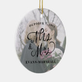 Frau & Mrs. Newlywed Verheiratet Foto Keramik Ornament (Rechts)