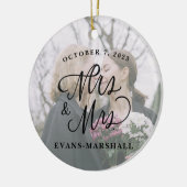 Frau & Mrs. Newlywed Verheiratet Foto Keramik Ornament (Links)