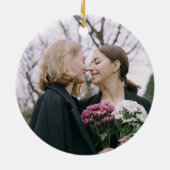 Frau & Mrs. Newlywed Verheiratet Foto Keramik Ornament (Hinten)