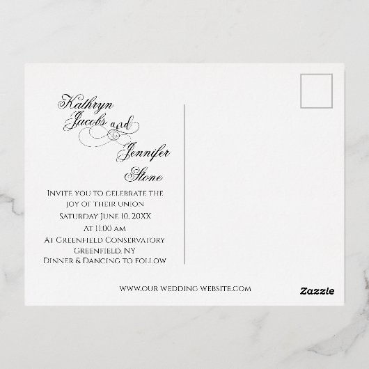 Frau & Mrs Postcard Wedding Einladung (Rückseite)