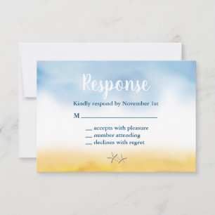 Frau & Mrs Sandy Toes Wedding RSVP - sky & sand Karte