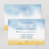 Frau & Mrs Sandy Toes Wedding RSVP - sky & sand Karte (Vorne/Hinten)
