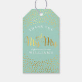 FRAU & MRS. WEDDING DANKE IHNEN goldene Konfetti-M Geschenkanhänger (Vorderseite)