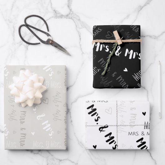 Frau & Mrs. Wedding Geschenkpapier Set (Vorderseite)