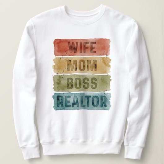 Frau Mutter Chef Makler Wasserfarbe-Typografie Sweatshirt (Design vorne)