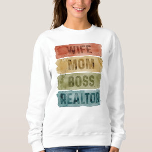 Frau Mutter Chef Makler Wasserfarbe-Typografie Sweatshirt