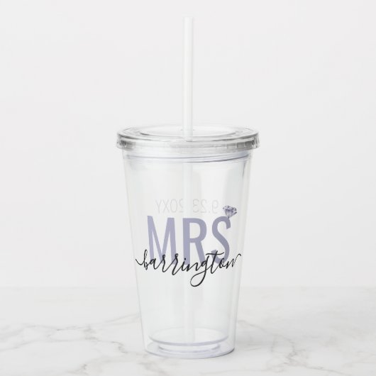 Frau Nachname Diamond Wedding Date Name Acryltrinkbecher (Vorderseite)