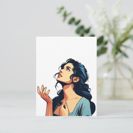 Frau Nachschauen nach der Kunst der Veranschaulich Postkarte (Stehend Vorderseite)