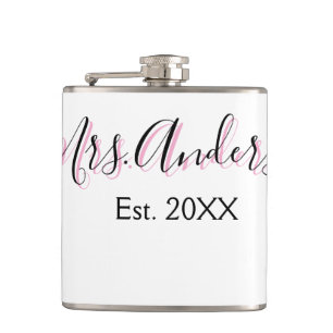 Frau Name Nachname schwarz pink Jahr modern  Flachmann