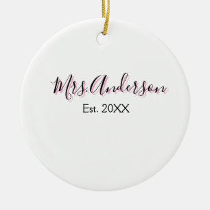 Frau Name Nachname schwarz pink Jahr modern Keramik Ornament