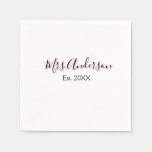 Frau Name Nachname schwarz pink Jahr modern  Serviette
