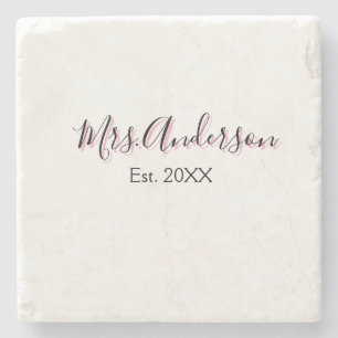 Frau Name Nachname Schwarz Rosa Modern Jahr  Steinuntersetzer