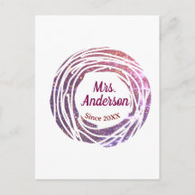 Frau Name rosa mauve Rahmen seit Jahr Hochzeit Bra