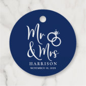 Frau Navy Blue Wedding Geschenkanhänger (Rückseite)