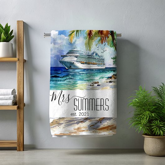 Frau Newlywed Bride Beach Cruise Strandtuch