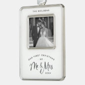 Frau Newlywed Foto Gerahmte Weihnachtsschmuck Rahmen-Ornament Silber (Links)