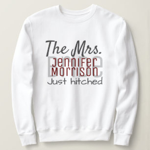 Frau Newlywed Modern Maroon Wedding Clothing Sweatshirt