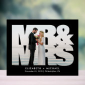 Frau Newlyweds Foto Wedding Black Acrylschild (Neutral)