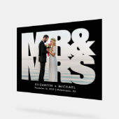 Frau Newlyweds Foto Wedding Black Acrylschild (Winkel)