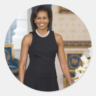 Frau ObamaPortrait Runder Aufkleber