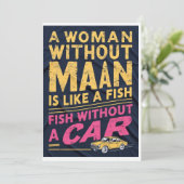 Frau ohne Mann ist wie Fisch ohne Autokarte Einladung (Stehend Vorderseite)