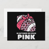 Frau Oktober Wir tragen rosa Fußball Brustkrebs Postkarte (Vorne/Hinten)