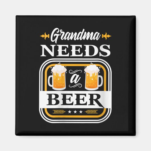 Frau Oma braucht eine Bierbraut und ein Getränk Magnet (Vorne)