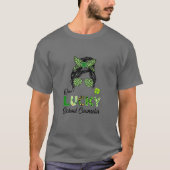 Frau One Lucky School Counselor Messy Bun St Pat T-Shirt (Vorderseite)