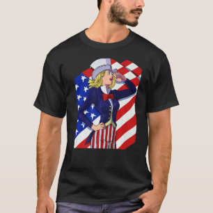 Frau Onkel Sam Patriotic American Lady 4. Ju T-Shirt