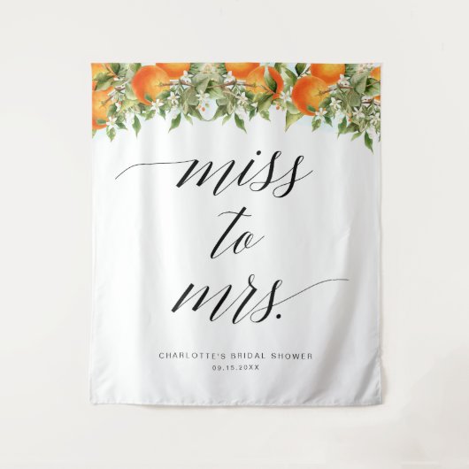 Frau Orange Brautparty Backdrop Wandteppich (Vorderseite)