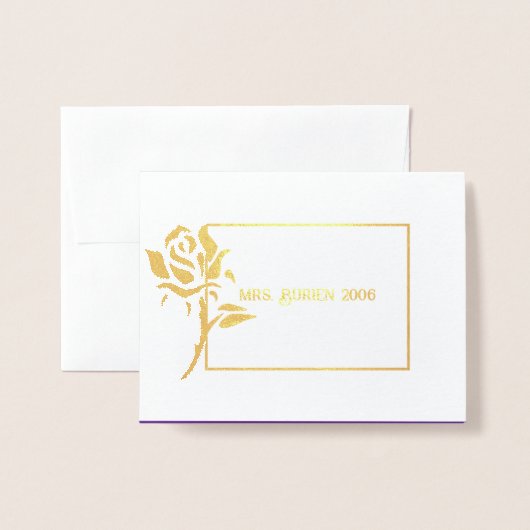 Frau Pageant Rose Foil Custom Vielen Dank Folienkarte (Vorderseite mit Umschlag)