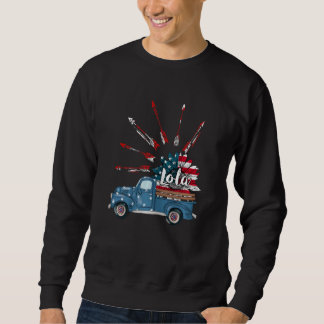 Frau Patriotic 4. Juli Lola Truck Sonnenblume Sweatshirt