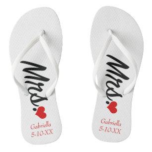 Frau Personalisiert mit Name & Date Flip Flops Badesandalen