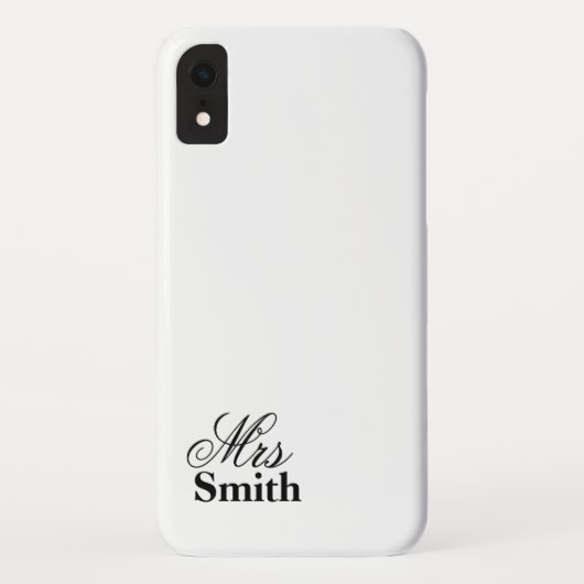 Frau Personalized Name White Black Case-Mate iPhone Hülle (Rückseite)