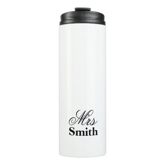 Frau Personalized Name White Black Thermosbecher (Vorderseite)