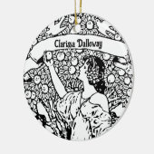 Frau pflückt Äpfel Keramik Ornament (Links)