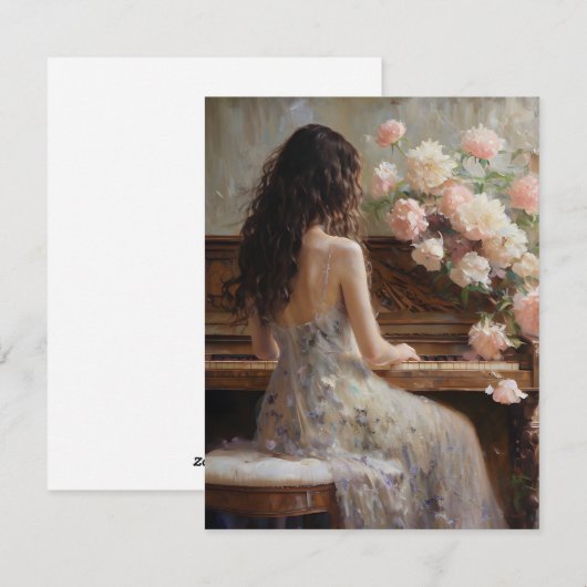 Frau Piano Feiertagskarte (Vorne/Hinten)