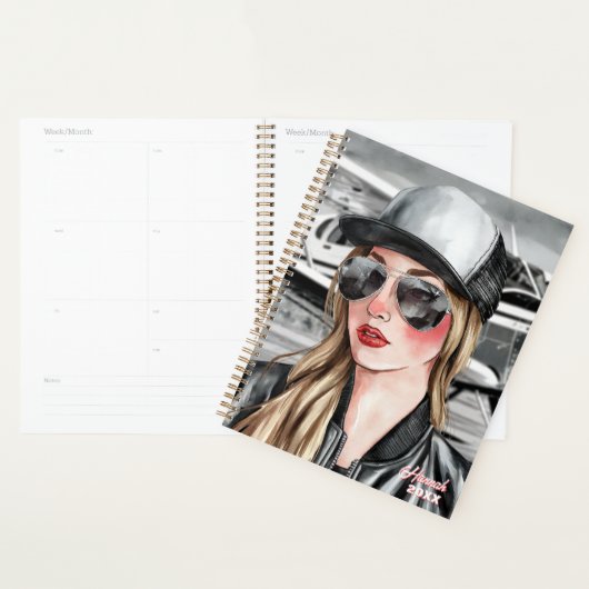 Frau Pilot & Sonnenbrille Cessna Flugzeug Weihnach Planer (Anzeige)