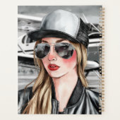 Frau Pilot & Sonnenbrille Cessna Flugzeug Weihnach Planer (Rückseite)