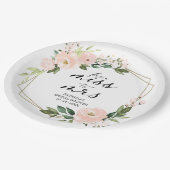 Frau Pink Blush Geometric Brautparty Pappteller (Schrägansicht)