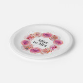 Frau Pink Floral Bachelorette Brautparty Pappteller (Schrägansicht)