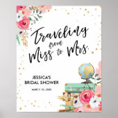 Frau Pink Floral Brautparty reisen Poster (Vorne)