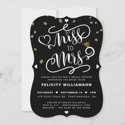 Frau Pink Gold & Black Stripe Brautparty Einladung (Vorderseite)