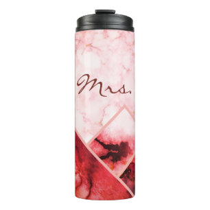 Frau Pink Marble Mountains Farbblock Personalisier Thermosbecher
